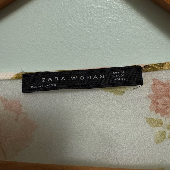 Zara Cream Floral Tie-Front Blouse - Picture 6 of 12